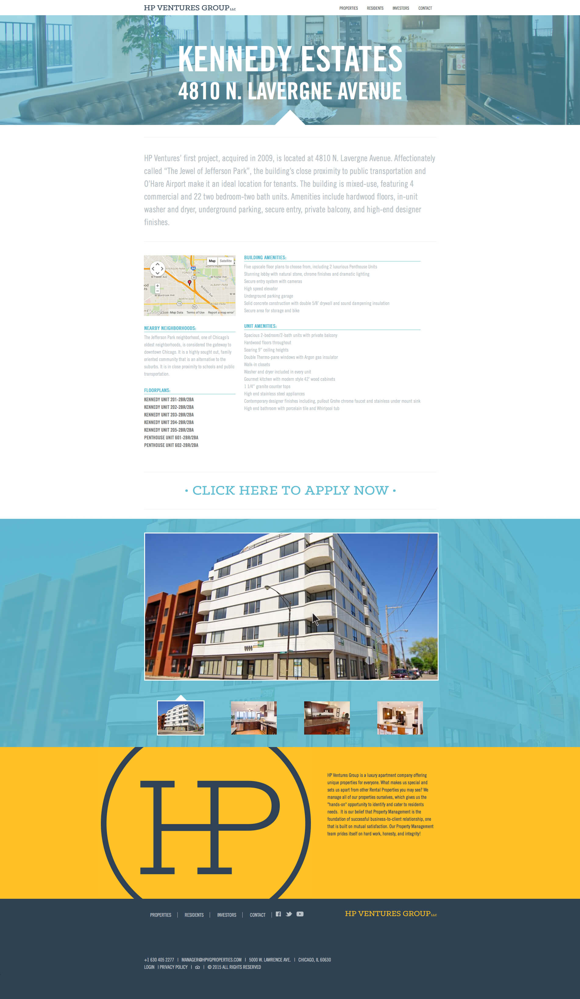 HP Ventures Group - Luxury Apartment Rentals - Chicago, Illinois - Website Design